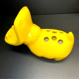 Vintage Ceramic Hippopotamus Toothbrush Holder Bright Yellow